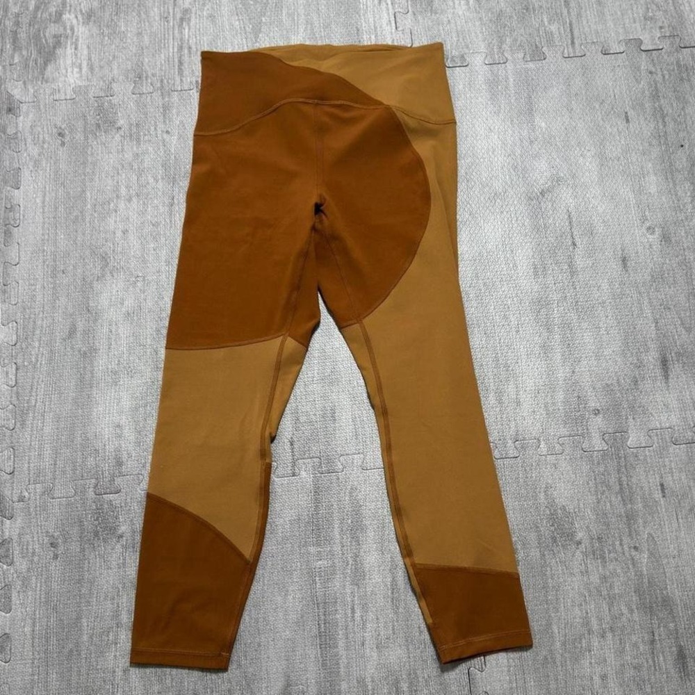 Lululemon Colorblock High Rise 3/4 Ankle Leggings Women's 10 Color Ocher